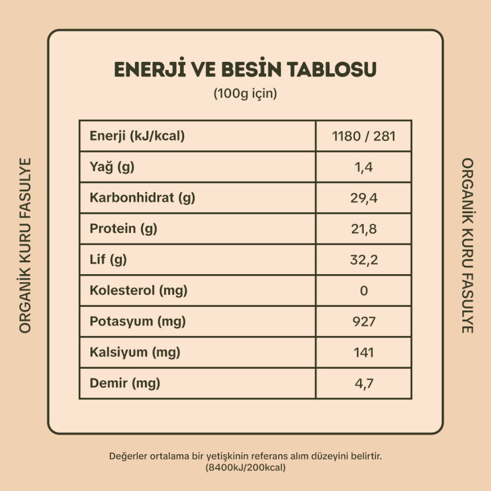 Organik Kuru Fasulye 1000 gr