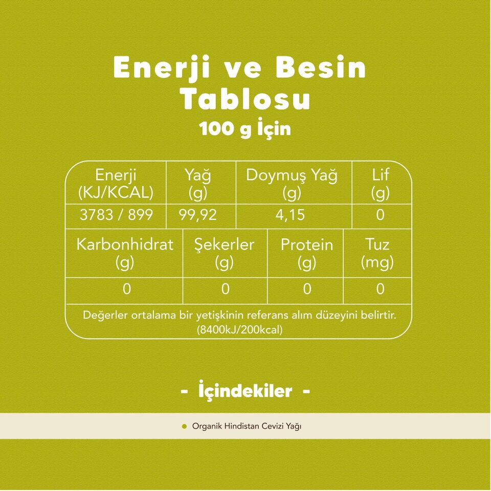 Organik Hindistan Cevizi Yağı 250gr