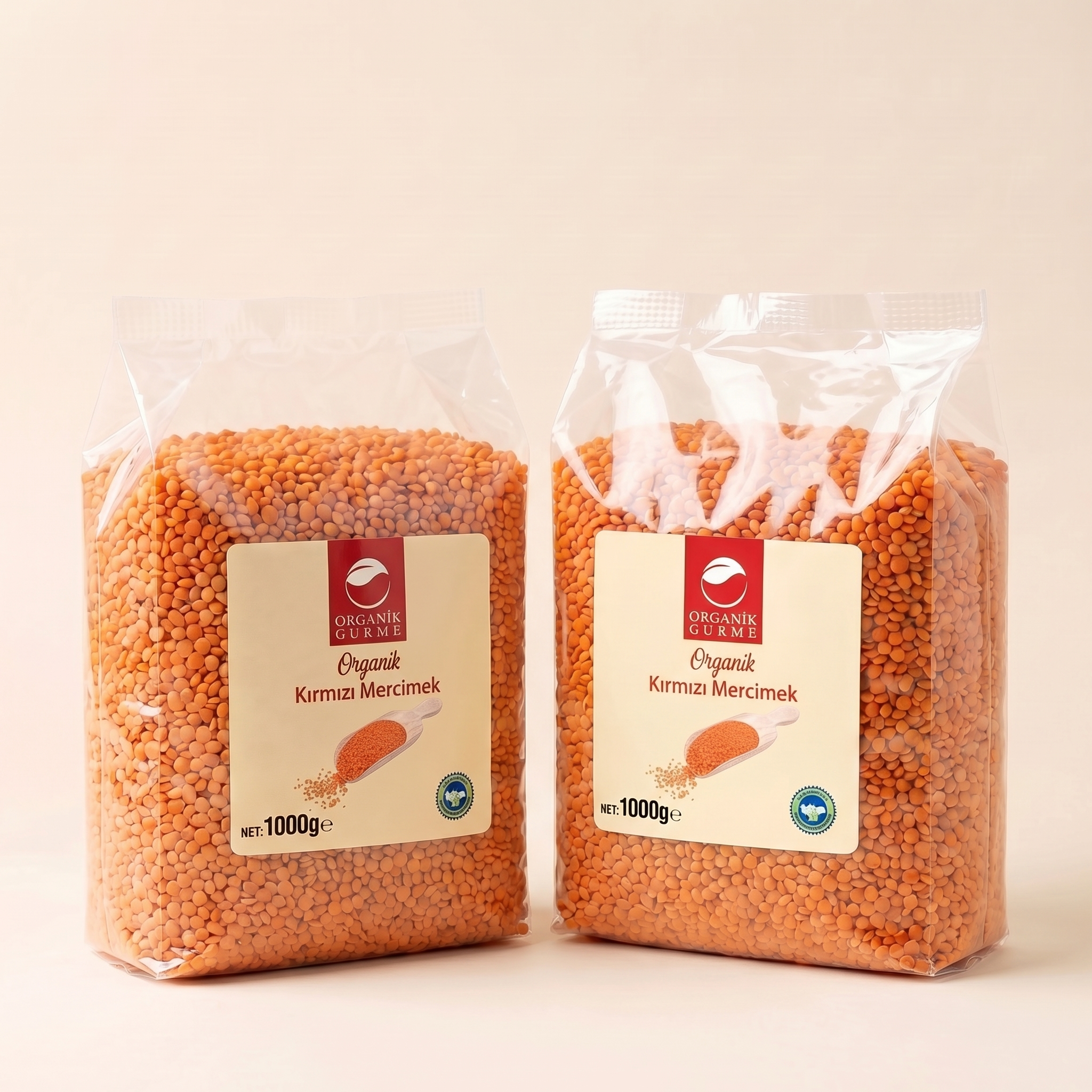 2'li Organik Kırmızı Mercimek 1000 gr