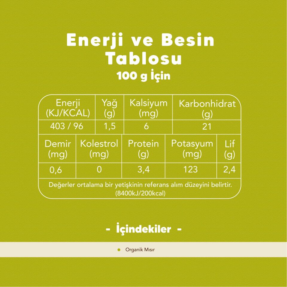 4'lü Organik Patlamalık Mısır 500 gr