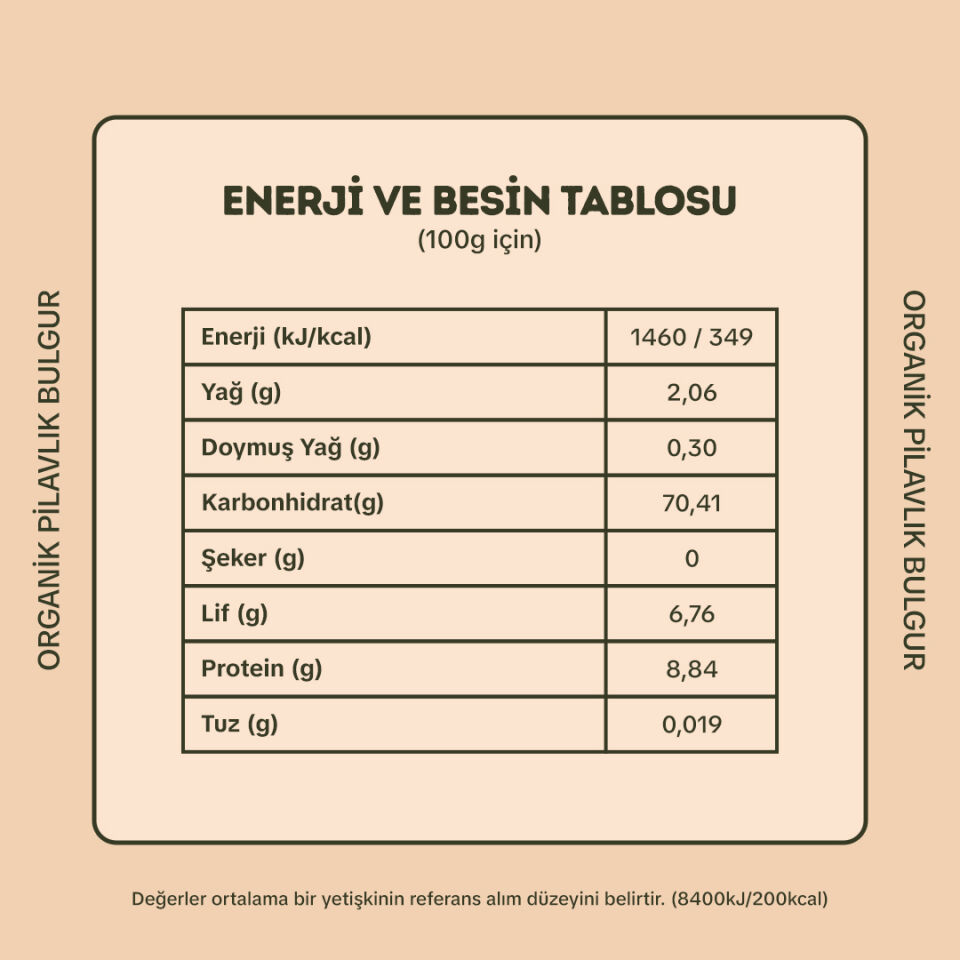 3'lü Organik Pilavlık Bulgur 1000 gr