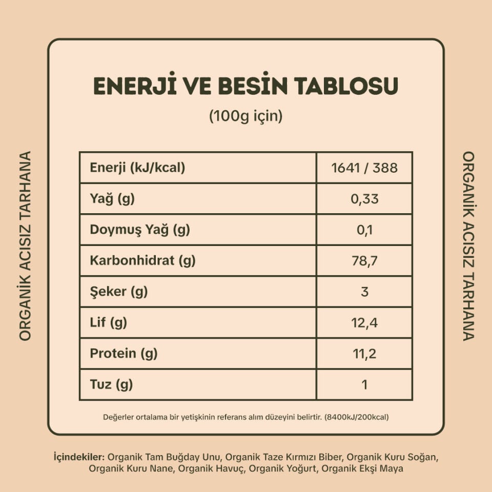 4'lü Organik Acısız Tarhana 500 gr