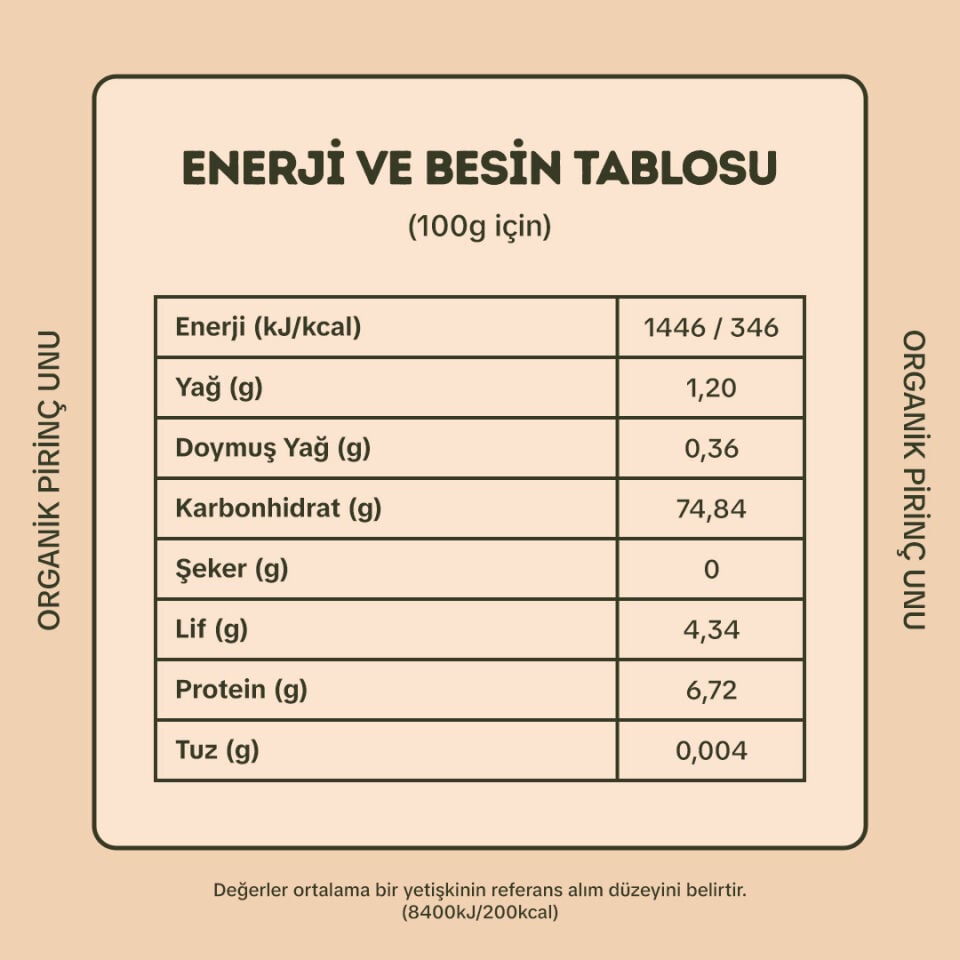 2'li Organik Pirinç Unu 500 gr