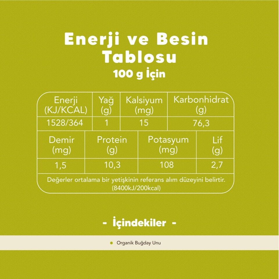 2'li Organik Çok Amaçlı Buğday Unu 1000 gr