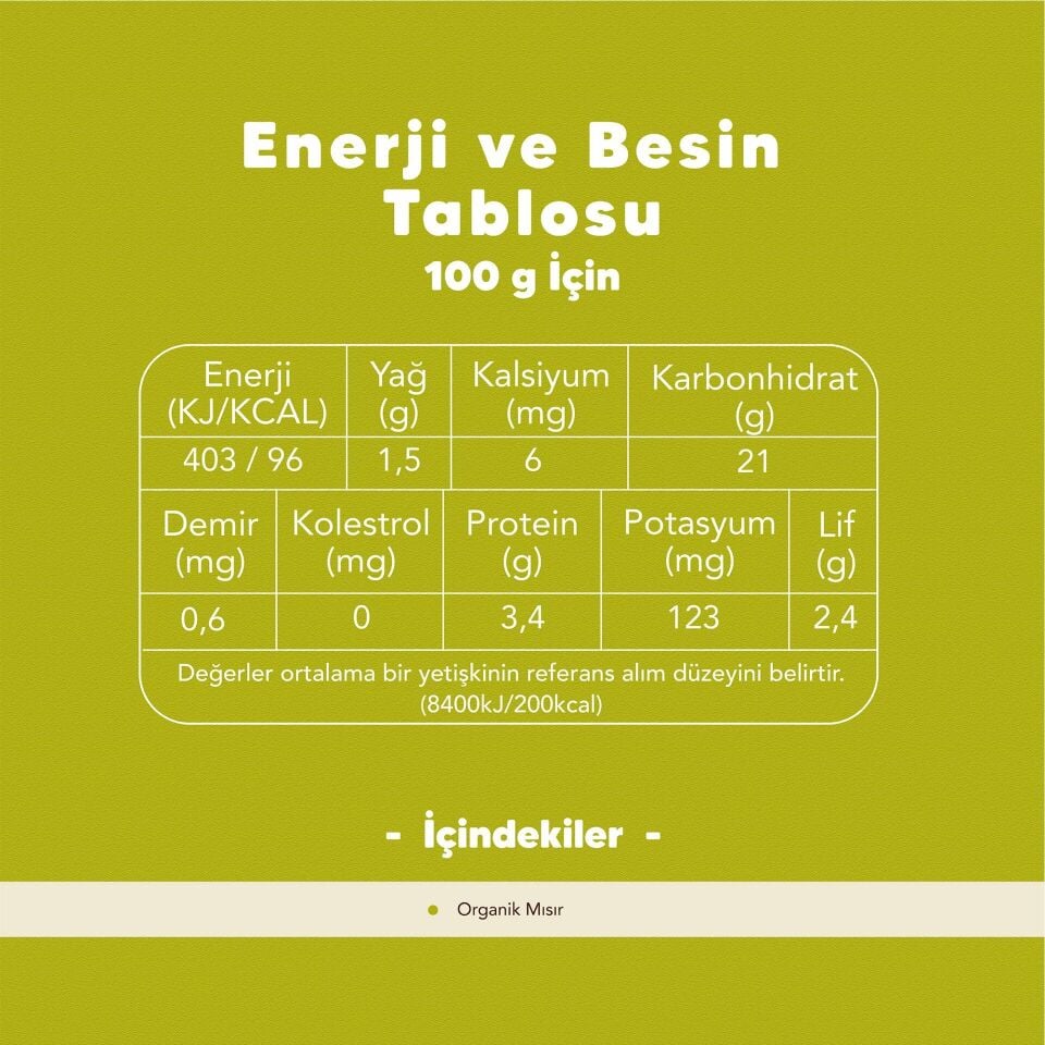 2'li Organik Patlamalık Mısır 500 gr