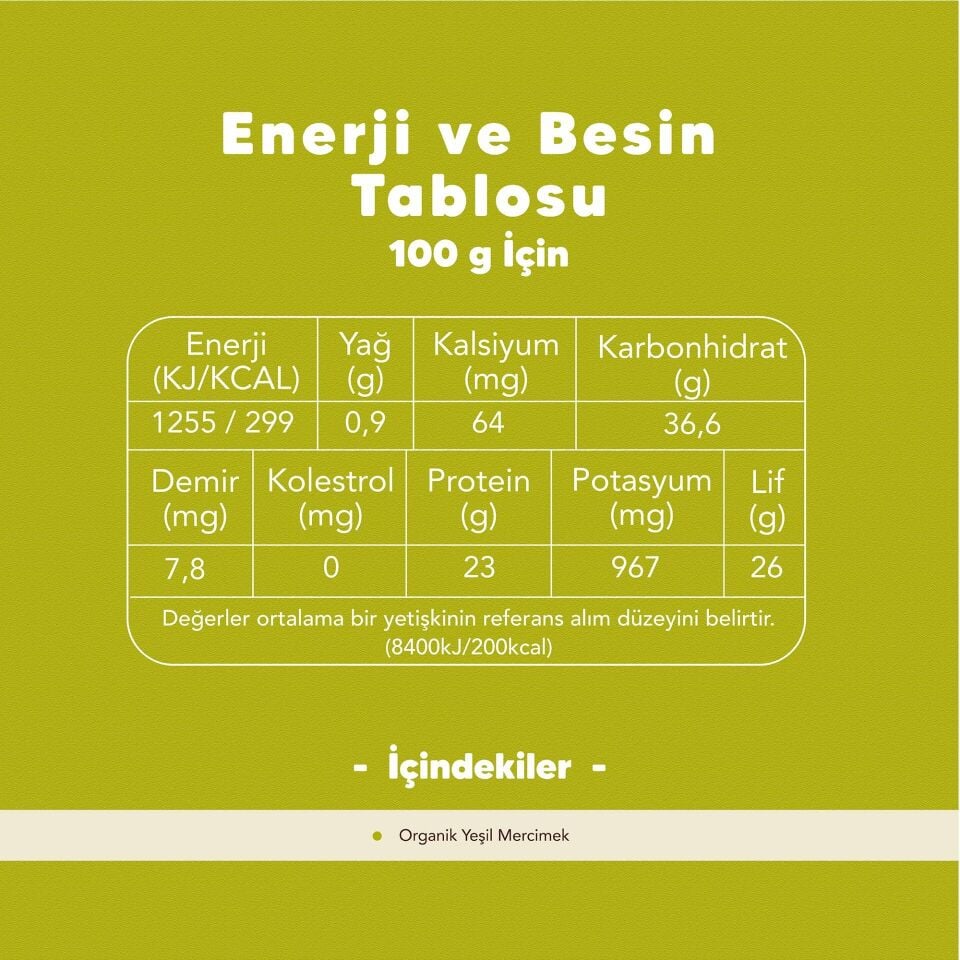 Organik Kırmızı Mercimek 1000gr - Yeşil Mercimek 1000gr