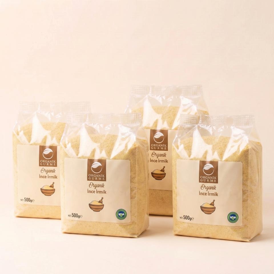4'lü Organik İnce İrmik 500gr