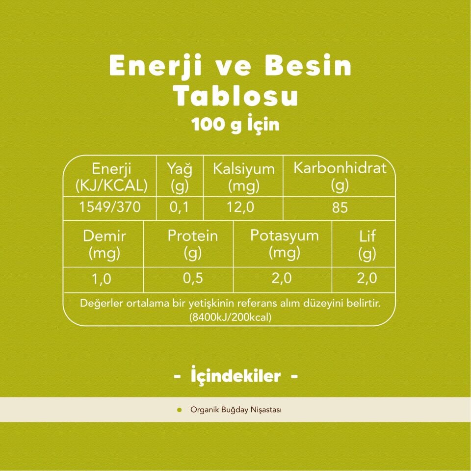 4'lü Organik Buğday Nişastası 500 gr