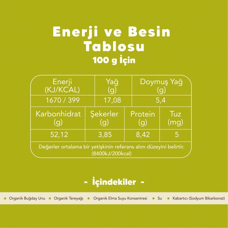 Organik Tereyağlı Sade Bisküvi 80 gr