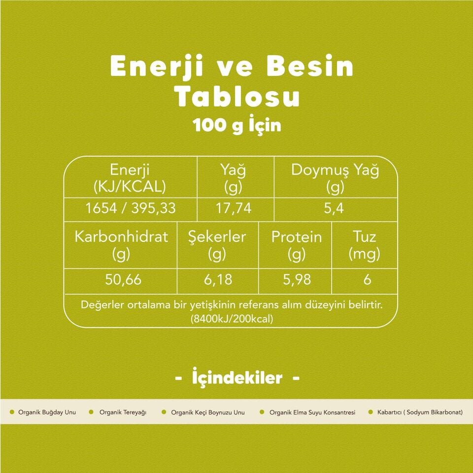 Organik Tereyağlı Keçiboynuzlu Bisküvi 80 gr