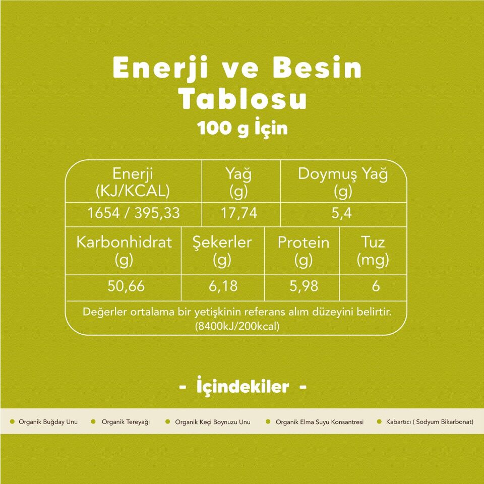 Organik Tereyağlı Keçiboynuzlu Bisküvi 80 gr