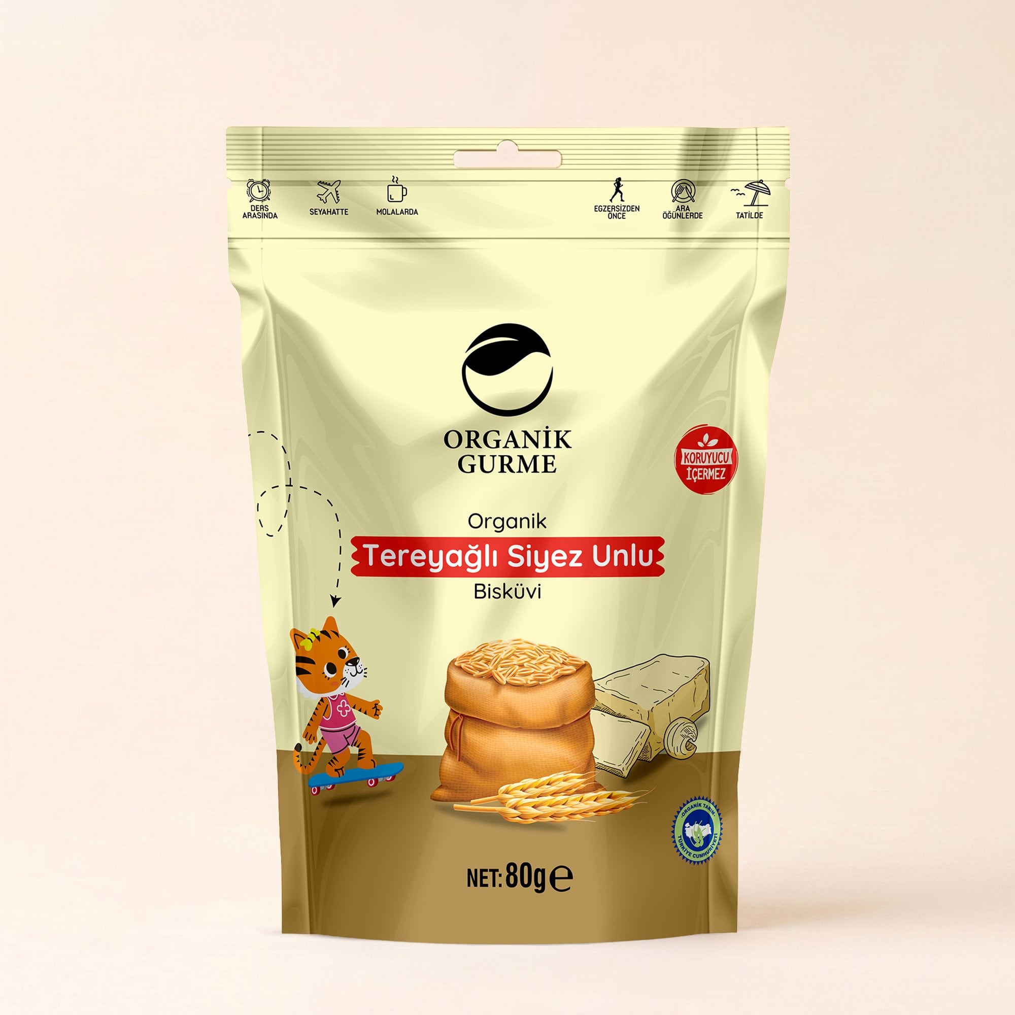 Organik Tereyağlı Siyez Unlu Bisküvi 80 gr