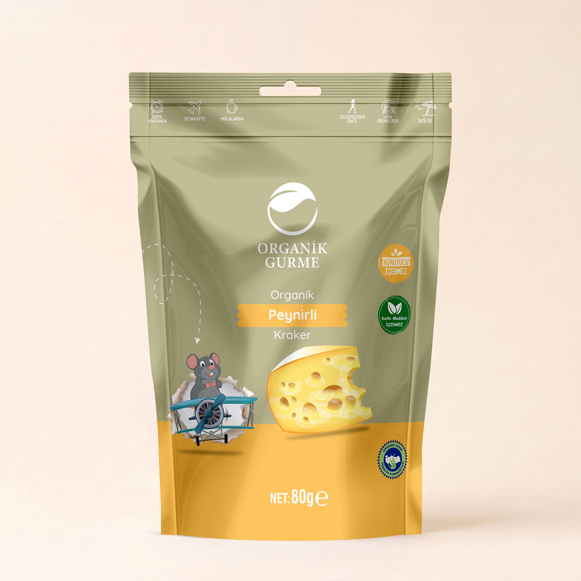 Organik Peynirli Kraker 80 gr