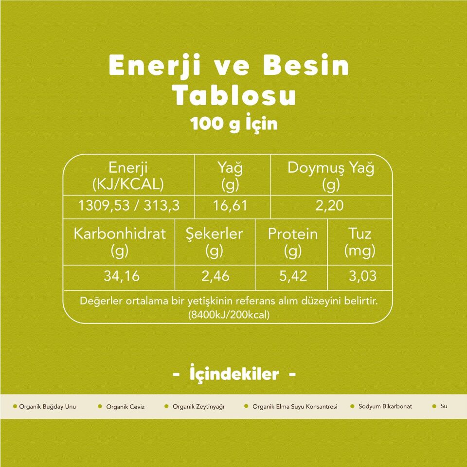 Organik Cevizli Bisküvi 80 gr