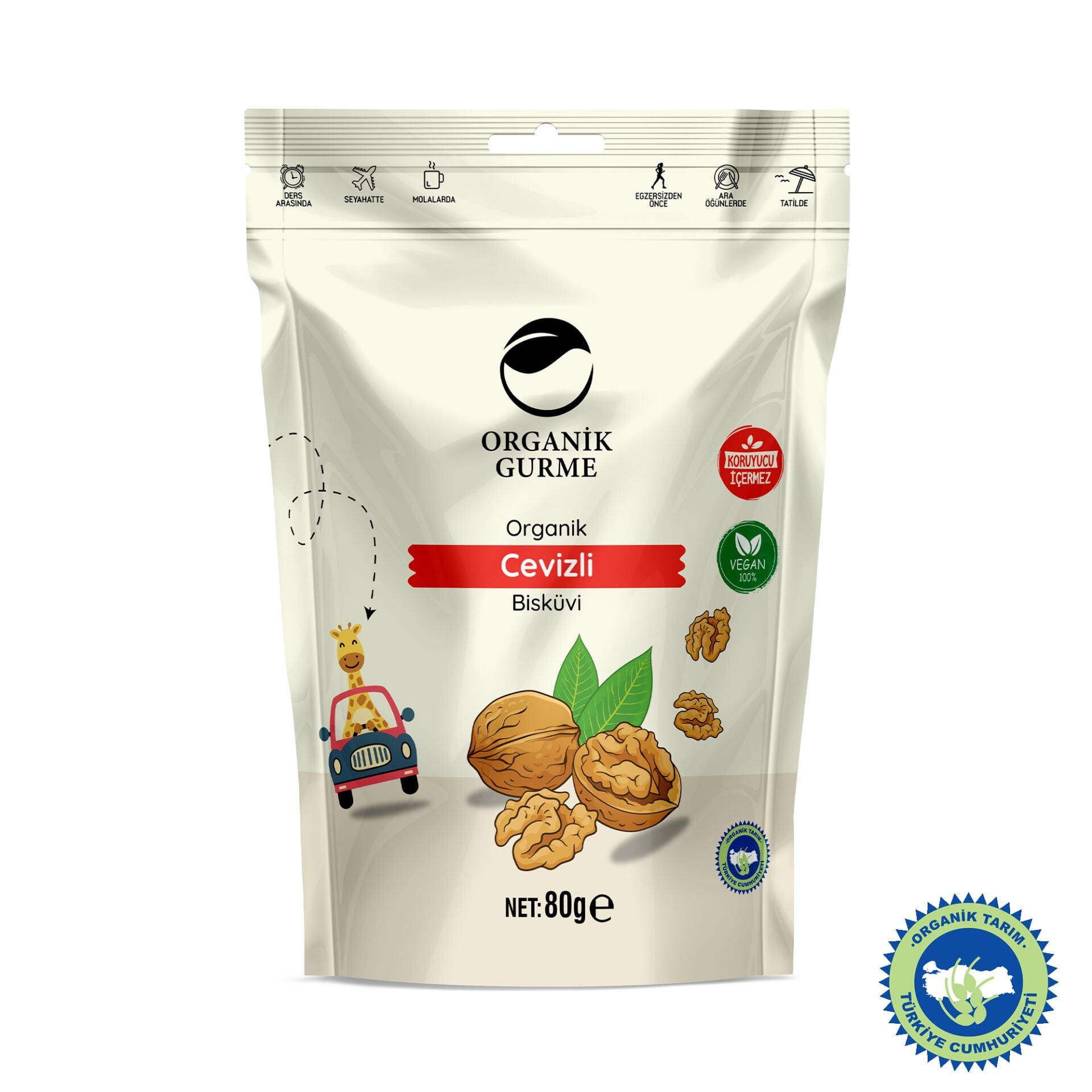 Organik Cevizli Bisküvi 80 gr