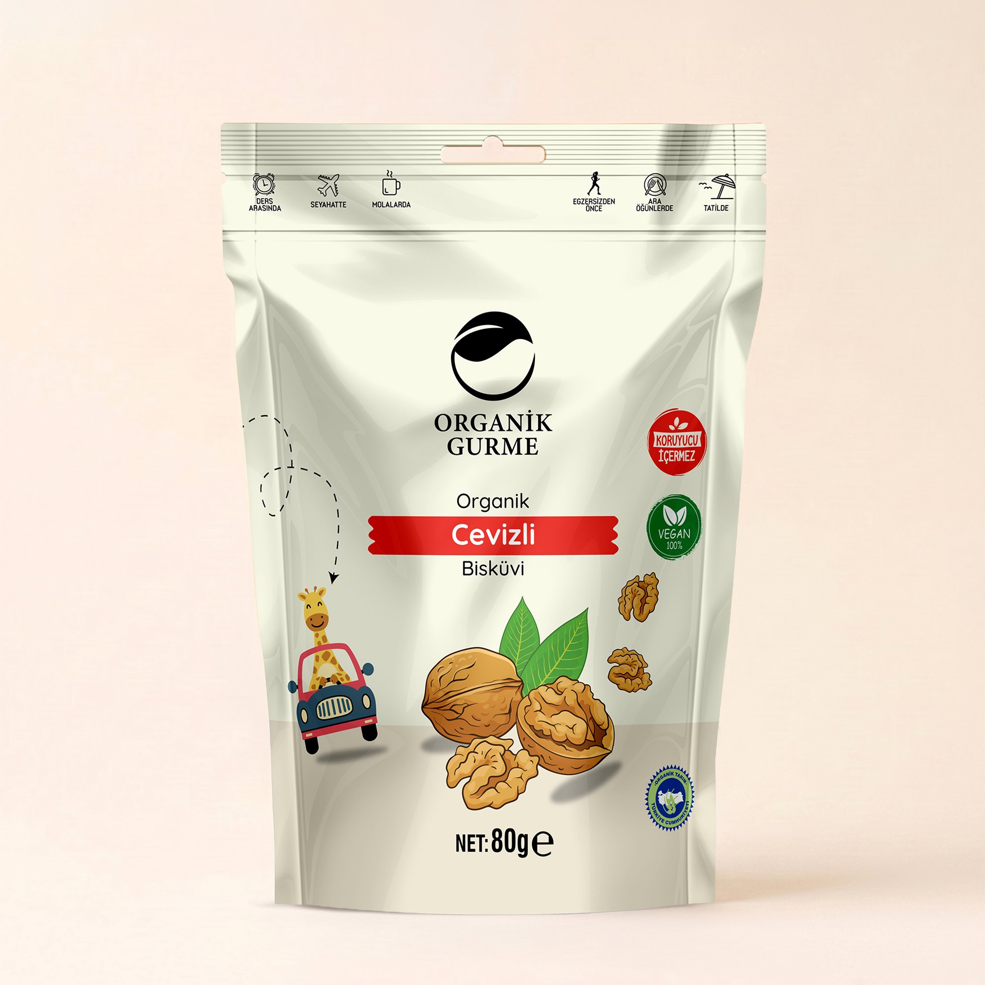Organik Cevizli Bisküvi 80 gr