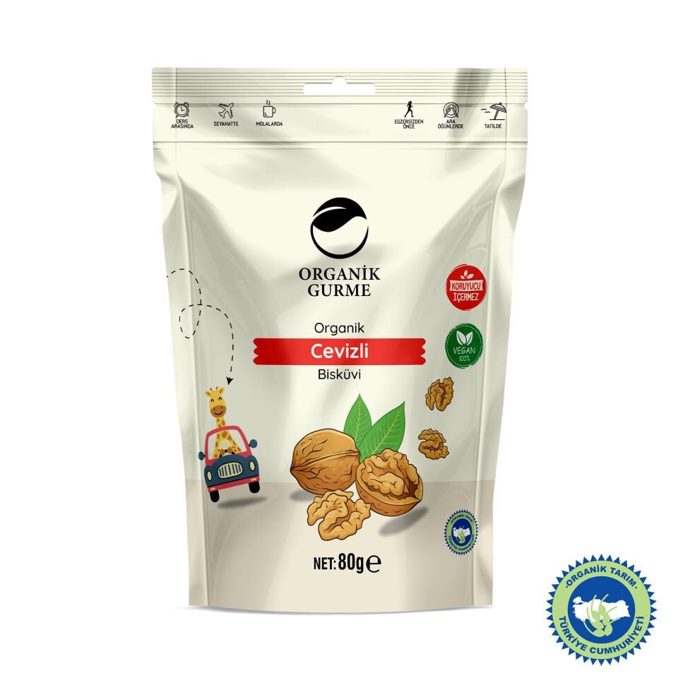 Organik Cevizli Bisküvi 80 gr
