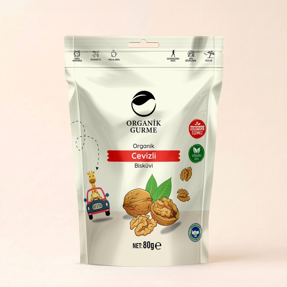 Organik Cevizli Bisküvi 80 gr