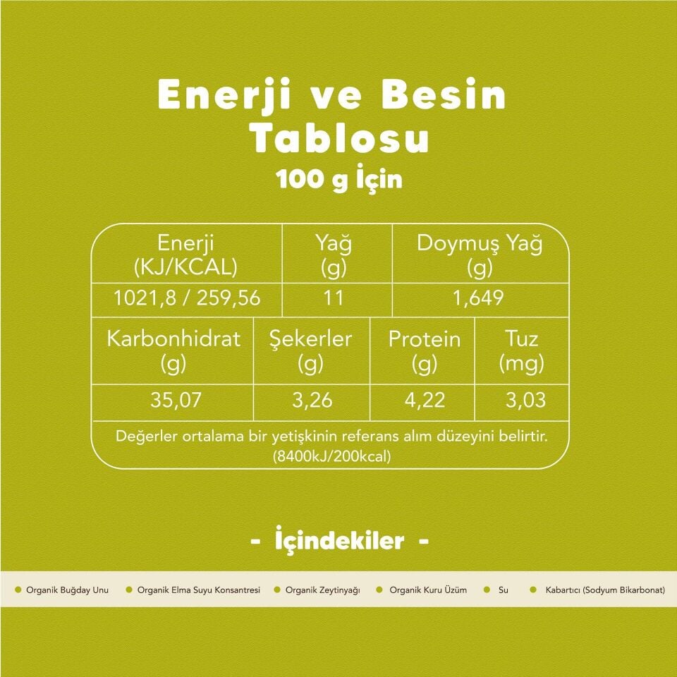 Organik Üzümlü Bisküvi 80 gr