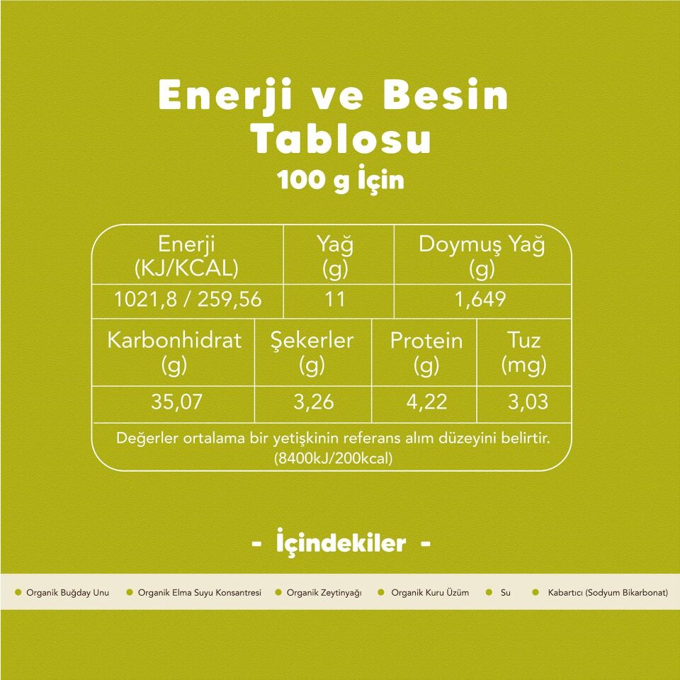 Organik Üzümlü Bisküvi 80 gr