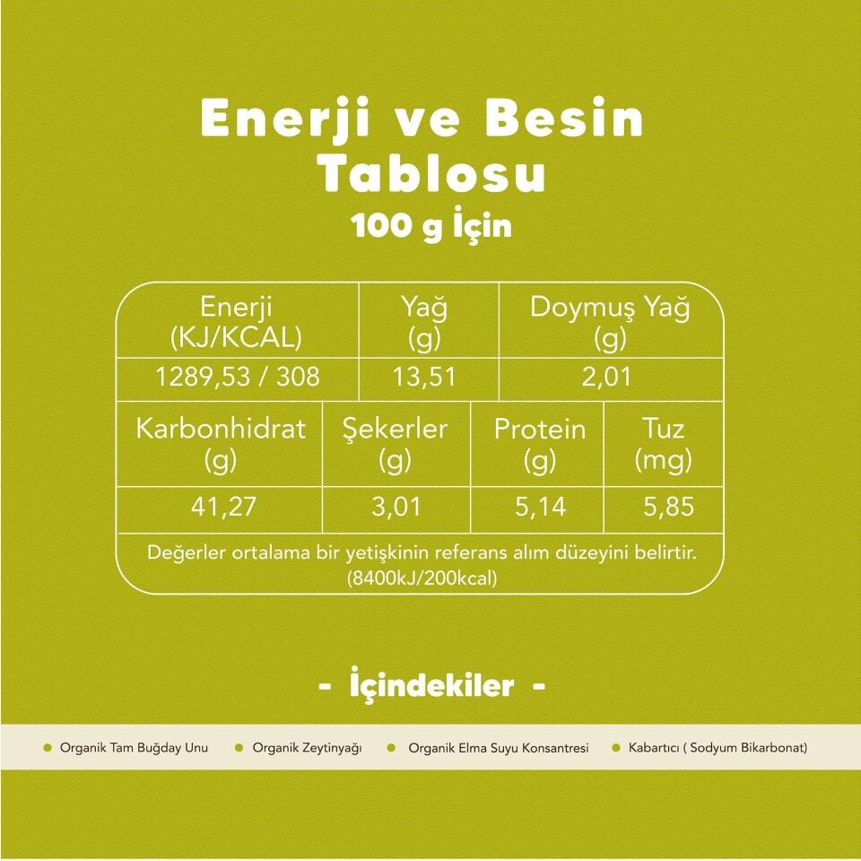 Organik Tam Buğdaylı Bisküvi 80 gr