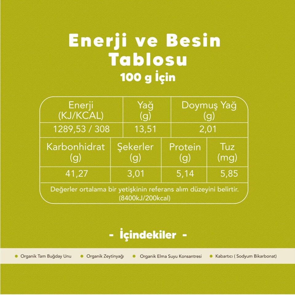 Organik Tam Buğdaylı Bisküvi 80 gr