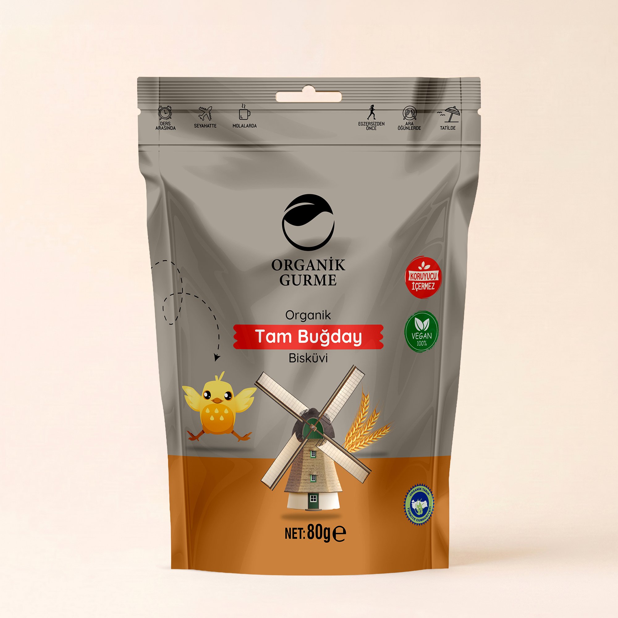 Organik Tam Buğdaylı Bisküvi 80 gr