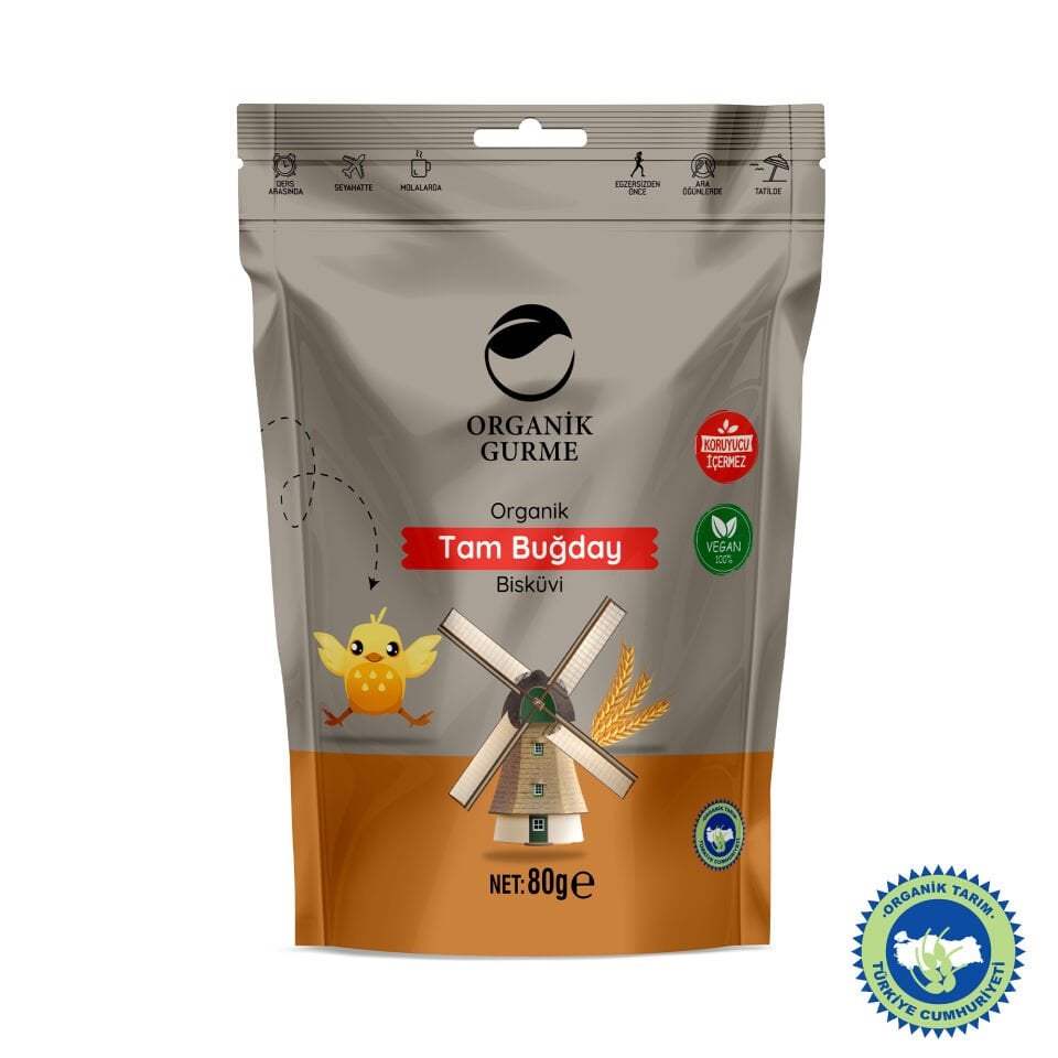 Organik Tam Buğdaylı Bisküvi 80 gr