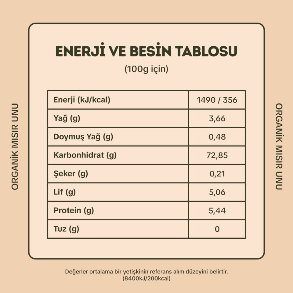 Organik Mısır Unu 500 gr