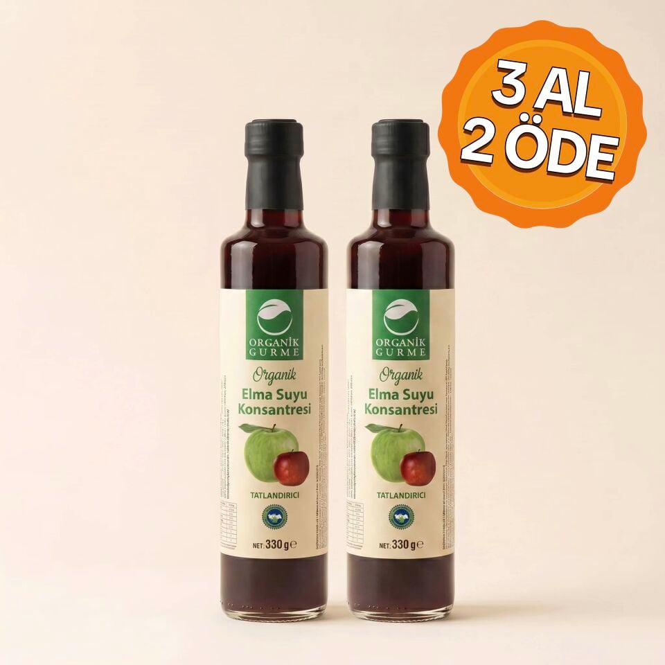 2'li Organik Elma Suyu Konsantresi 330 gr (Pestisit Analizli)