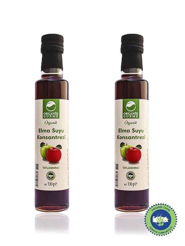 2'li Organik Elma Suyu Konsantresi 330 gr (Pestisit Analizli)