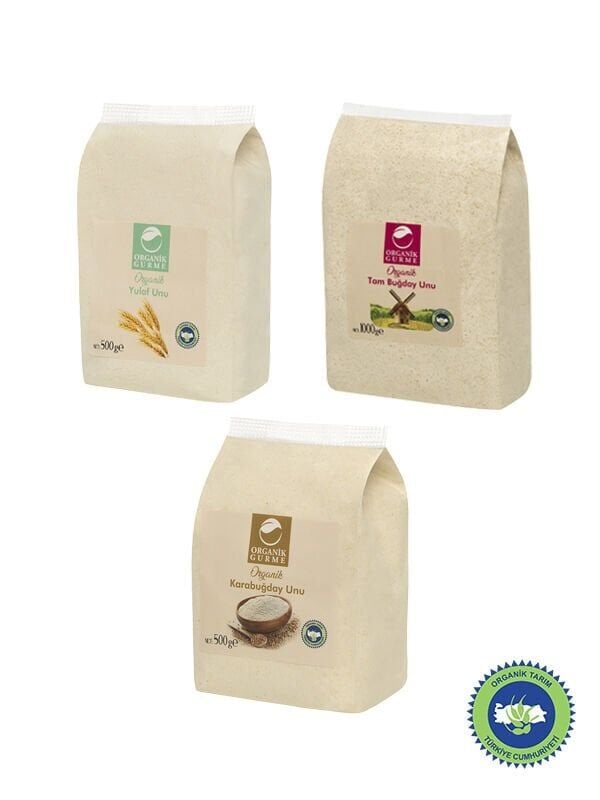 Organik Karabuğday Unu + Organik Yulaf Unu + Organik Tam Buğday Unu