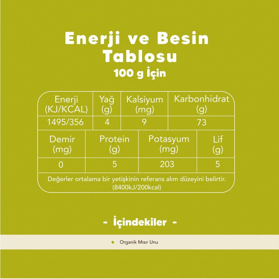 Organik Siyez Unu + Organik Pirinç Unu + Organik Mısır Unu + Organik Çok Amaçlı Buğday Unu