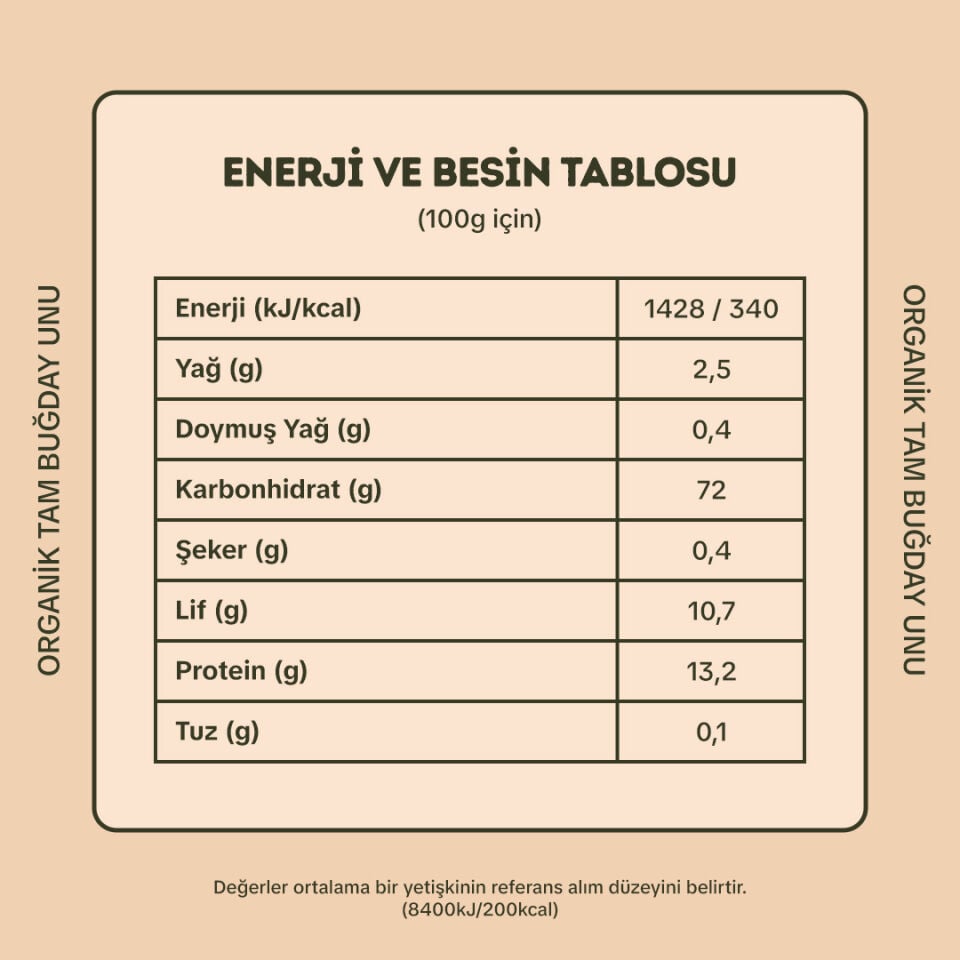 4'lü Organik Tam Buğday Unu 1000 gr
