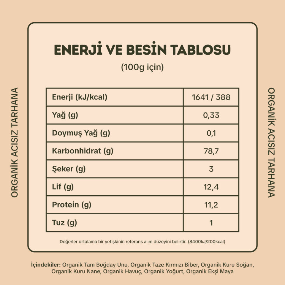 2'li Organik Acısız Tarhana 500 gr
